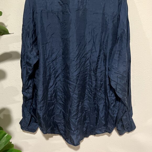 VTG Substudio Shirt Adult XL Blue 100% Silk‎ Button Up Long Sleeves Pockets NWT - Picture 15 of 16